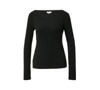 Geripptes Langarmshirt mit Knopf-Detail am Arm 46 schwarz 2170341.9999.46