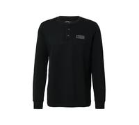 Geripptes Henley-Shirt mit Label-Patch M schwarz 2170157.9999.M