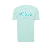 s.Oliver Herren Baumwoll-T-Shirt mit Logo-Print Rundhals Türkis XL
