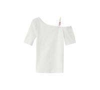 Rippshirt mit asymmetrischem Ausschnitt und Schmuckperlen 146/152 weiß 2178002.0100.146_152