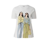 Baumwoll-T-Shirt mit Frontprint 50 weiß 2181263.01D3.50