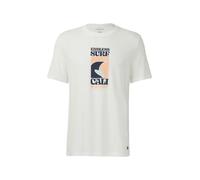 Baumwoll-T-Shirt mit Frontprint und Flammgarnstruktur L weiß 2165609.01D1.L