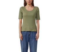 Geripptes T-Shirt im Slim Fit mit Stickerei 46 olive 2176226.7900.46