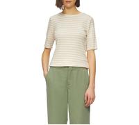 Geripptes T-Shirt mit Ziersaum 44 beige|weiß 2165858.81G5.44