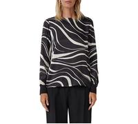 Langarmshirt S.OLIVER BLACK LABEL, Damen, Gr. 36, schwarz (schwarz aop), Web, Obermaterial: 100% Viskose, bedruckt, casual, relaxed fit normal, U-Boot-Ausschnitt, Langarm Bündchen, Shirts, mit All-Ove