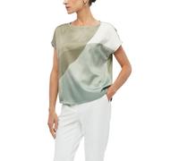 Kurzarmshirt S.OLIVER BLACK LABEL, Damen, Gr. 36, jade grün beige, Web, Obermaterial: 95% Viskose, 5% Elasthan, bedruckt, lässig geschnitten hüftbedeckend, Rundhals, abgesteppte Kante, Shirts, Sommers