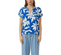 Gemustertes Jersey-T-Shirt mit V-Ausschnitt 38 blau|weiß 2176251.56A2.38