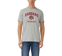 T-Shirt S.OLIVER, Herren, Gr. L, graumelange, Single Jersey, Obermaterial: 90% Baumwolle, 10% Viskose, gerade hüftbedeckend, Rundhals, Shirts T-Shirt, mit plakativem Druck (98468836-L)