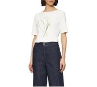 s.Oliver BLACK LABEL - T-Shirt aus Baumwollmix mit Pailletten-Schriftzug weiß - Gr. - 44