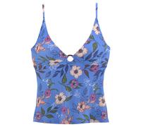 Tankini-Top S.OLIVER "Maya", Damen, Gr. 36, Cup A/B, blau (blau, bedruckt), Polyamid, floral, Bikini-Oberteile, mit hinten abnehmbaren Trägern (31448561-36) blau, bedruckt