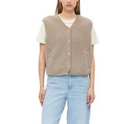 Plüschweste S.OLIVER, Damen, Gr. 42, taupe, Plüsch, Obermaterial: 90% Polyester, 10% Viskose, unifarben, bequem hüftbedeckend, V-Ausschnitt, Westen, mit Druckknöpfen / V-Ausschnitt (90858325-42) taupe