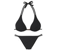 Triangel-Bikini S.OLIVER "Naila", Damen, Gr. 44, Cup C/D, schwarz, Microfaser, Polyamid, Bikini-Sets, mit Struktur (16719268-44) schwarz