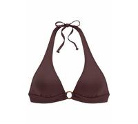 Triangel-Bikini-Top S.OLIVER "Rome", Damen, Gr. 34, Cup C/D, braun, Polyamid, unifarben, Bikini-Oberteile, mit breitem Bündchen (79272256-34) braun