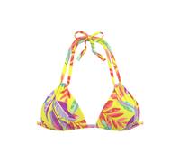 Triangel-Bikini-Top S.OLIVER "Mallorca", Damen, Gr. 42, Cup C/D, gelb (gelb, bedruckt), Recycling-Polyamid, bedruckt, Bikini-Oberteile, mit leichter Wattierung (46818846-42) gelb, bedruckt