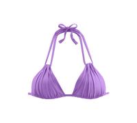 Triangel-Bikini-Top S.OLIVER "Spain", Damen, Gr. 40, Cup C/D, lila, Microfaser, Microfaser, unifarben, Bikini-Oberteile, mit Raffung und Doppelträger (92681953-40) lila