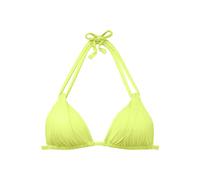 Triangel-Bikini-Top S.OLIVER "Spain", Damen, Gr. 32, Cup A/B, grün (lime), Microfaser, Microfaser, unifarben, Bikini-Oberteile, mit Raffung und Doppelträger (402298-32) lime