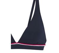 Triangel-Bikini-Top S.OLIVER "Junis", Damen, Gr. 36, Cup A/B, blau (marine), Recycling-Polyamid, unifarben, kontrastfarbene Details, Bikini-Oberteile, mit geflochtener Kordel (38800631-36) marine