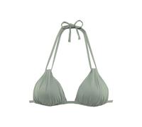 Triangel-Bikini-Top S.OLIVER "Spain", Damen, Gr. 36, Cup A/B, grün (oliv), Microfaser, Microfaser, unifarben, Bikini-Oberteile, mit Raffung und Doppelträger (34767034-36) oliv