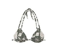 Triangel-Bikini-Top S.OLIVER "Lady", Damen, Gr. 42, Cup C/D, grün (olive, creme), Microfaser, Recycling-Polyamid, geblümt, Bikini-Oberteile, mit floralem Design (23348010-42) olive, creme