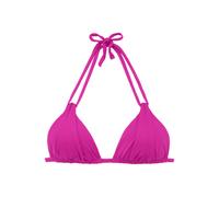 Triangel-Bikini-Top S.OLIVER "Spain", Damen, Gr. 40, Cup A/B, pink, Microfaser, Microfaser, unifarben, Bikini-Oberteile, mit Raffung und Doppelträger (730614-40) pink
