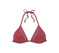 Triangel-Bikini-Top S.OLIVER "Aiko", Damen, Gr. 36, Cup A/B, rot (rostrot), Microfaser, Polyamid, Microfaser, unifarben, Bikini-Oberteile, mit Häkeloptik (11870338-36) rostrot