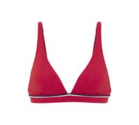 Triangel-Bikini-Top S.OLIVER "Junis", Damen, Gr. 36, Cup A/B, rot, Recycling-Polyamid, unifarben, kontrastfarbene Details, Bikini-Oberteile, mit geflochtener Kordel (96855349-36) rot
