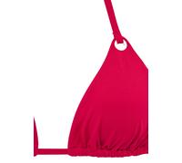 Triangel-Bikini-Top S.OLIVER "Beverly", Damen, Gr. 40, Cup A/B, rot, Recycling-Polyamid, unifarben, Bikini-Oberteile, mit kontrastfarbigen Zierringen (90268457-40) rot