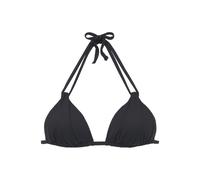 Triangel-Bikini-Top S.OLIVER "Spain", Damen, Gr. 38, Cup A/B, schwarz, Microfaser, Microfaser, unifarben, Bikini-Oberteile, mit Raffung und Doppelträger (745397-38) schwarz