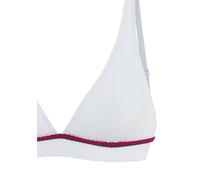 Triangel-Bikini-Top S.OLIVER "Junis", Damen, Gr. 34, Cup A/B, weiß, Recycling-Polyamid, unifarben, kontrastfarbene Details, Bikini-Oberteile, mit geflochtener Kordel (69314667-34) weiß