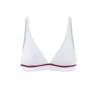 Triangel-Bikini-Top S.OLIVER "Junis", Damen, Gr. 40, Cup A/B, weiß, Recycling-Polyamid, unifarben, kontrastfarbene Details, Bikini-Oberteile, mit geflochtener Kordel (69314667-40) weiß