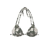Triangel-Bikini-Top S.OLIVER "Lady", Damen, Gr. 38, Cup C/D, grün (olive, creme), Microfaser, Recycling-Polyamid, geblümt, Bikini-Oberteile, mit floralem Design (23348010-38) olive, creme