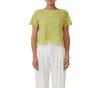 s.Oliver BLACK LABEL Verkürzte Baumwollbluse aus Lochstickerei kiwigrün 46