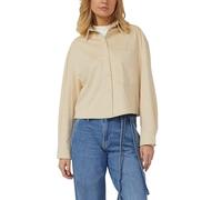 Verkürzte Hemdbluse in Velours-Optik 36 Beige 2173107.0805.36