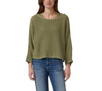 Verkürzter Ajour-Strickpullover in Oversize mit Fledermausärmeln 46 olive 2178901.7900.46