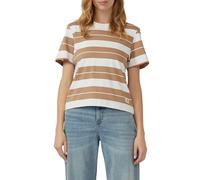 Verkürztes Baumwoll-Streifen-T-Shirt mit Patch 34 braun|weiß 2167882.84G6.34