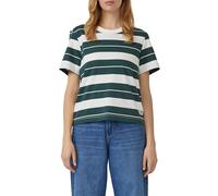 Verkürztes Baumwoll-Streifen-T-Shirt mit Patch 42 petrol|weiß 2167882.69G6.42