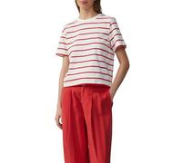 Verkürztes Baumwoll-T-Shirt mit Streifen Ecru 46