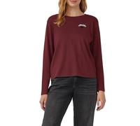 s.Oliver Damen Longsleeve 2172640.39D0.42 – verkürztes Modell mit Stickerei-Detail – Rot Größe 42