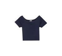 s.Oliver Verkürztes Ripp-Shirt mit Off-Shoulder-Ausschnitt Blau Größe 134/140