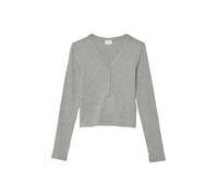 s.Oliver Mädchen T-Shirt Verkürztes Rippshirt mit Knopfleiste Langarm Grau 170/176