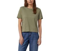 T-Shirt S.OLIVER, Damen, Gr. 36, khaki, Jersey, Obermaterial: 100% Baumwolle, unifarben, gerade hüftbedeckend, Rundhals, abgesteppte Kante, Shirts T-Shirt, Sommershirt unifarben (67894855-36) khaki