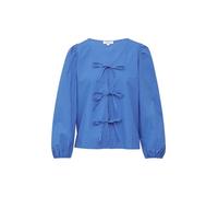 Verspielte Popeline-Bluse mit Schleifen und Puffärmeln 40 blau 2166920.5513.40