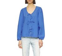 Verspielte Popeline-Bluse mit Schleifen und Puffärmeln 44 blau 2166920.5513.44