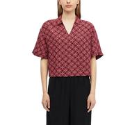 Druckbluse S.OLIVER, Damen, Gr. 46, schwarz pomegranate, Web, Obermaterial: 100% Viskose, gemustert, lässig geschnitten hüftlang, V-Ausschnitt, abgesteppte Kante, Blusen Druckbluse, Sommerbluse mit Al