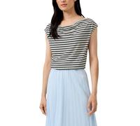 Viskoseshirt mit Wasserfall-Ausschnitt und Streifen 40 creme|schwarz 2177025.02G1.40