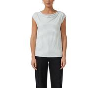 Viskoseshirt mit Wasserfall-Ausschnitt und Streifen 38 blau|creme 2177025.51G1.38