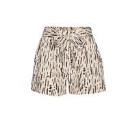Webshorts S.OLIVER, Damen, Gr. 36, N-Gr, beige (beige, schwarz, bedruckt), Web, Obermaterial: 100% Viskose, bedruckt, figurumspielend kurz, Hosen Shorts Strandshorts, mit Alloverdruck und Bindegürtel,