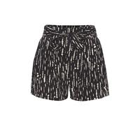 Webshorts S.OLIVER, Damen, Gr. 36, N-Gr, beige (schwarz, beige, bedruckt), Web, Obermaterial: 100% Viskose, bedruckt, figurumspielend kurz, Hosen Shorts Strandshorts, mit Alloverprint und Bindegürtel,