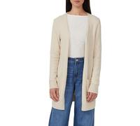 Strickjacke S.OLIVER, Damen, Gr. 38, beige (beige melange), Strick, Obermaterial: 50% Baumwolle, 25% Polyamid, 14% Polyacryl, 8% Wolle, 3% Elasthan, meliert, regular fit ca. Mitte Oberschenkel, Rundha