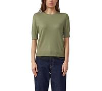 Strickpullover S.OLIVER, Damen, Gr. 46, khaki, Feinstrick, Obermaterial: 100% Baumwolle, unifarben, normal hüftbedeckend, Rundhals, Flachstrickbündchen, Pullover Strickpullover, Halbarm-Strick mit Vis